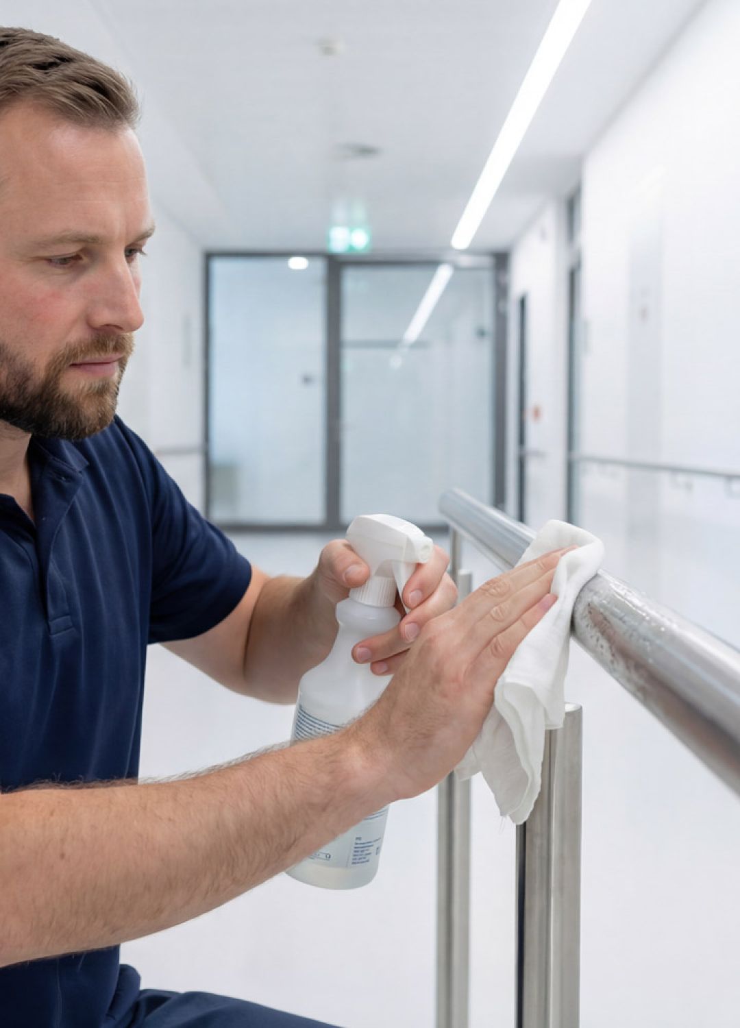 KI-generiert: Reinigungskraft bei der Reinigung